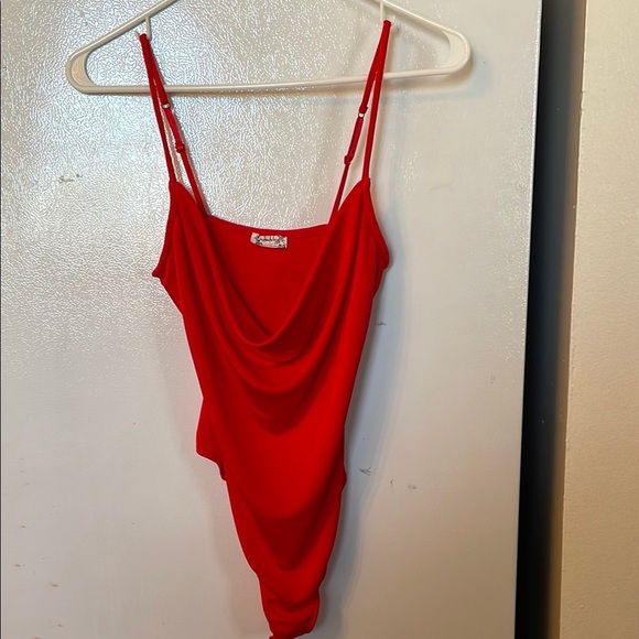 Free People Sexy red cowl neck bodysuit Medium - Picture 2 of 5